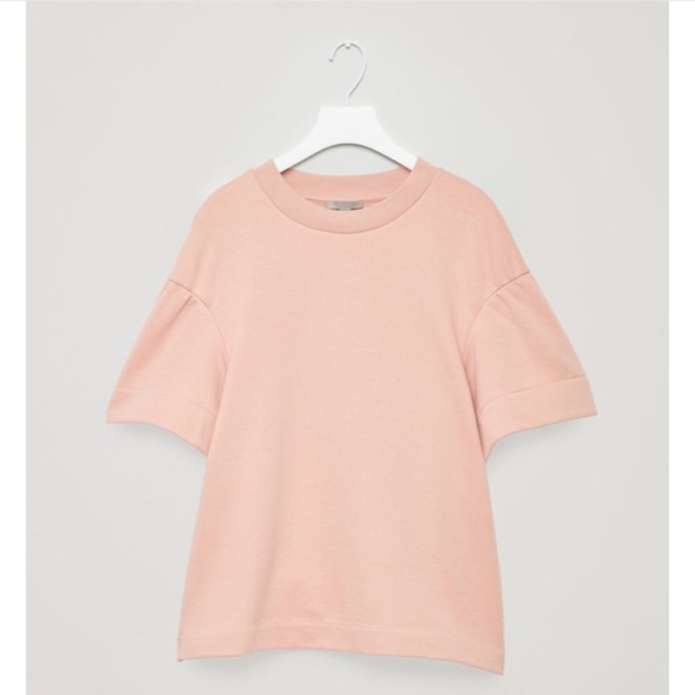 COS Top with Sculpted Sleeves in Pale Pink Size X-Small